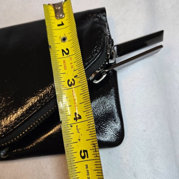VTG Hobo International Black Patent Leather Foldover Heavy Duty Zip Clutch - Picture 10 of 11